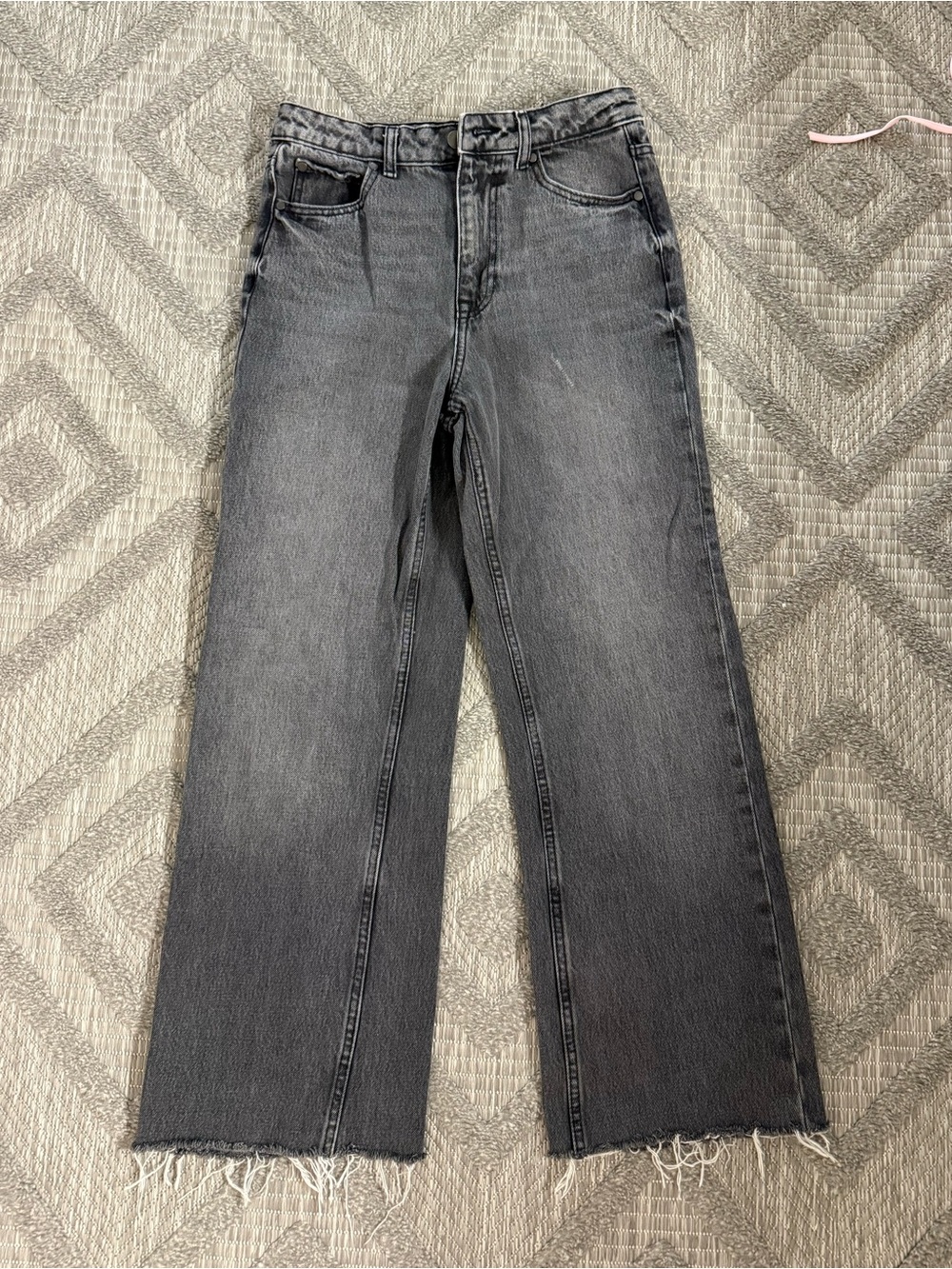 Zara Wide Leg High-Rise Jeans in Washed Gray